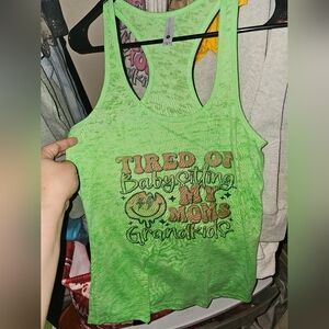 Neon Green Burnout Racerback Tank Top with Funny Mom Quote